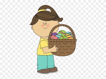 Easter - Girl Holding A Basket Clipart