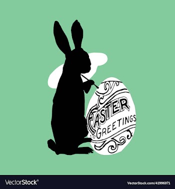 easter greetings with bunny silhouette