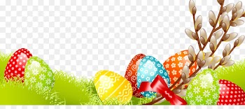 Easter Happiness Family Wish Resurrection of Jesus - Easter eggs decorated with flowers Banner 