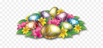 Easter Icon Theme Download Wallpaper - Large Easter Eggs With Flowers and Grass 