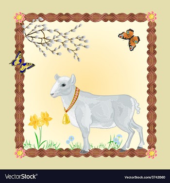 Easter Lamb with butterflies and Pussycats vector image
