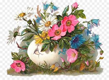 Easter postcard Easter egg Easter Bunny Resurrection of Jesus - floral eggs 