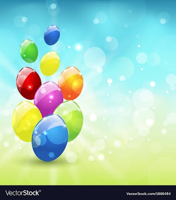  					Easter set colorful eggs holiday background vector image														