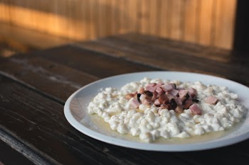 Eastern European dish “Halušky” potato dumplings 