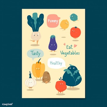 Eat vegetables cartoon stickers vector set | Free stock vector - 538563