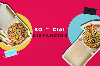 Eating pizza with social distancing in the new normal way