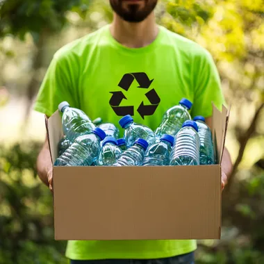 Eco-Conscious Individual Recycling Plastic Bottles Eco-Conscious Individual Recycling Plastic Bottles
