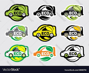  					Eco electric car nine icons vector image														