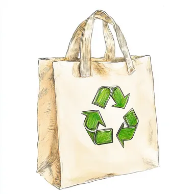 Eco-Friendly Cream Tote Bag with Green Recycling Logo Eco-Friendly Cream Tote Bag with Green Recycling Logo