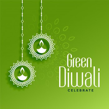Eco friendly green diwali  with hanging diya decoration Free Vector