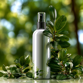 Eco-Friendly Mosquito Repellent Spray Bottle in Botanical Setting