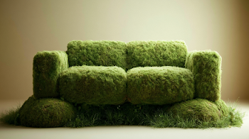 Eco-Friendly Sofa Covered in Lush Green Moss
