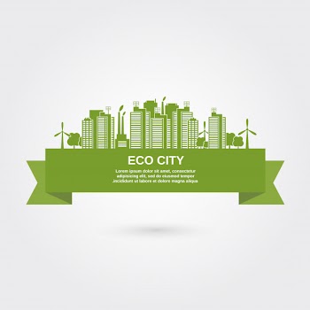 Eco town concept Free Vector