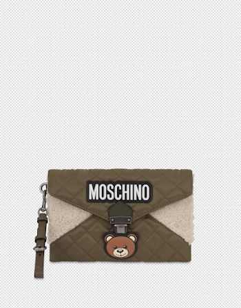 Ecofur and nylon Teddy Pocket clutch | Moschino Shop Online