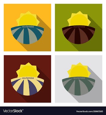Ecologically clean field and sunrise icon vector image