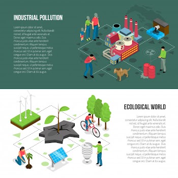 Ecology isometric horizontal banners Free Vector