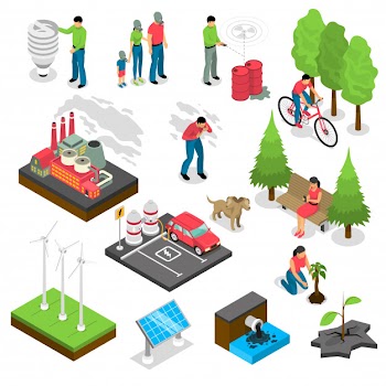 Ecology isometric set Free Vector