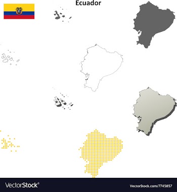 Ecuador outline map set vector image