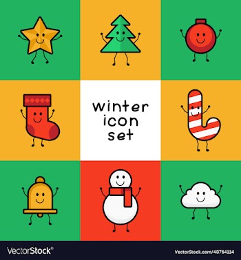 editable winter doodle icon set