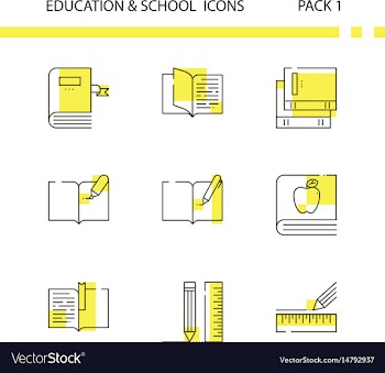 Education and school outline and yellow background vector image