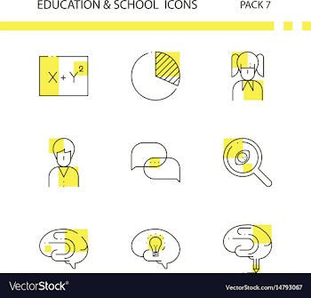 Education and school outline and yellow background vector image
