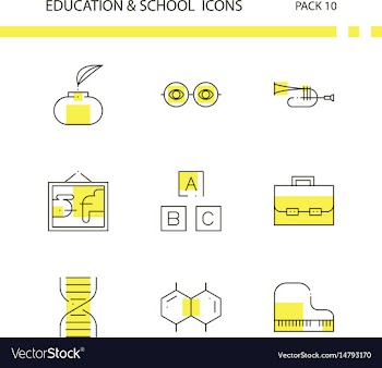 Education and school outline and yellow background vector image
