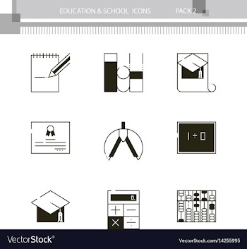Education and school outline icon collection vector image