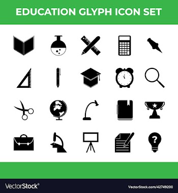 education glyph icon set