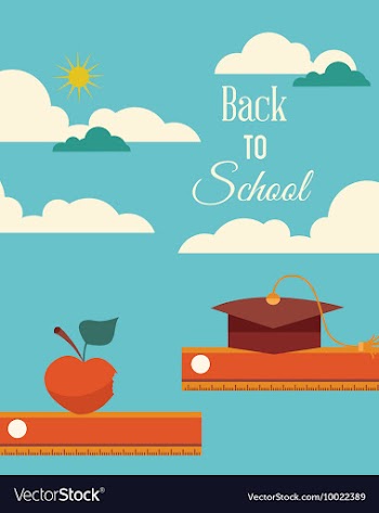 Education with clouds apple and graduation vector image
