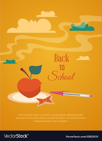 Education with clouds apple and ribbon vector image