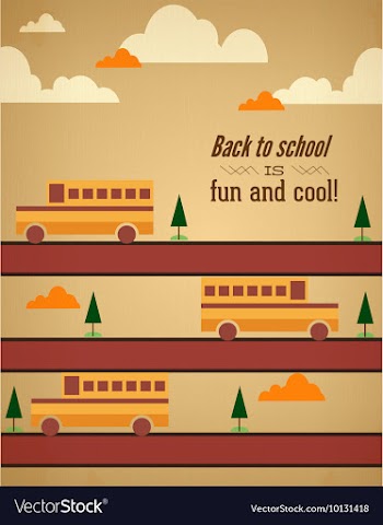Education with cloudstree and school bus vector image