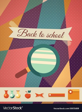 Education with ribbon and magnifier vector image