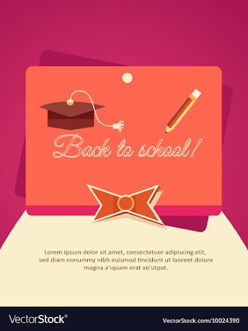 Education with ribbon and school elements vector image