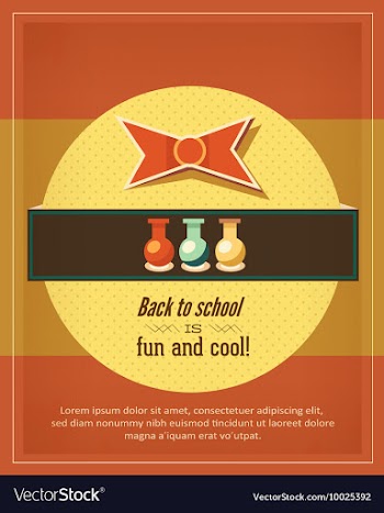 Education with ribbon and school elements vector image