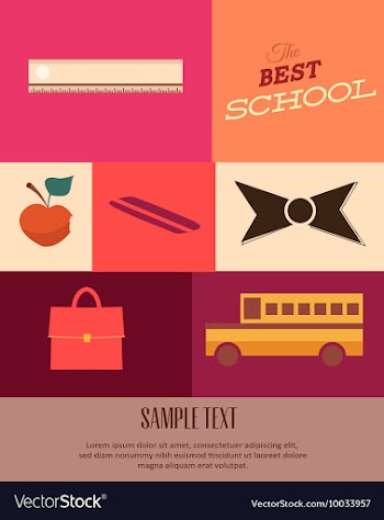 Education with school bus apple ruler bag vector image