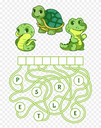 Educational Puzzle Game Find The Hidden Word Cartoon - Tortuga Laberinto