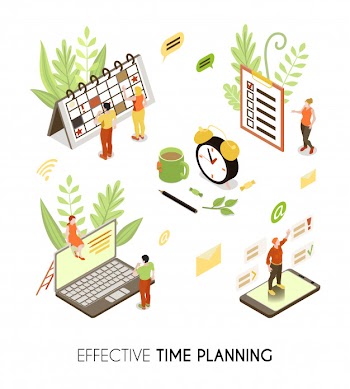 Effective time planning isometric background with people making business schedule and routine management Free Vector