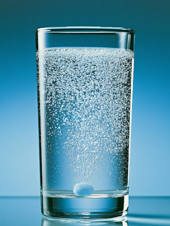 Effervescent Tablet in Clear Drinking Glass