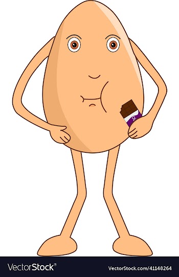 egg cartoon eating chocolate on chocolate day