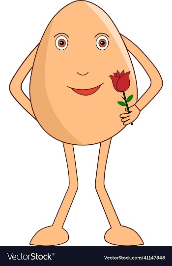 egg cartoon standing and waiting for her valentine