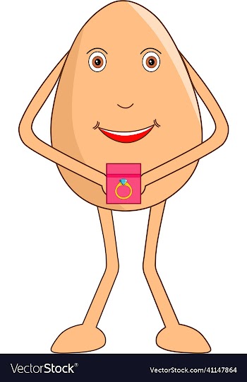 egg cartoon with a ring in his hand for valentine