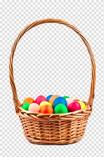 Egg in the basket Easter egg, Creative basket colored Easter eggs transparent background PNG clipart