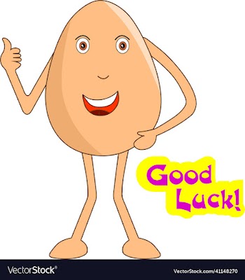 egg making a thumbs-up sign and saying good luck