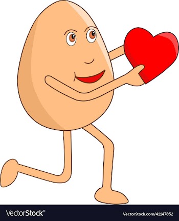 egg male cartoon with a cute heart in his hand