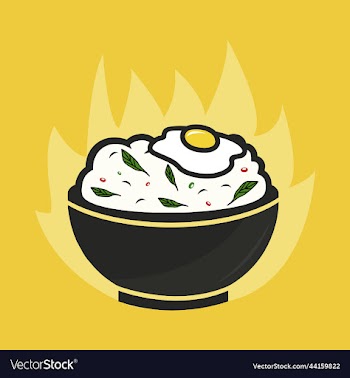 egg rice at bowl with leaf