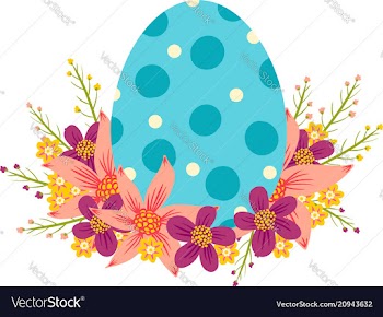  					Egg with colorful flowers vector image														