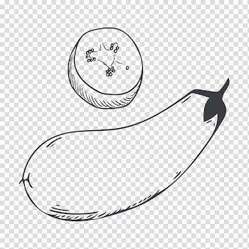 Eggplant Vegetable Black and white, Hand-painted eggplant transparent background PNG clipart