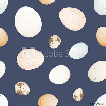 Eggs blue color seamless pattern
