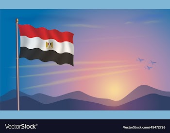 egypt flag in the morning sun