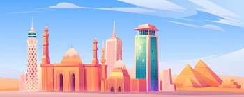 Egypt landmarks, cairo city skyline mobile screen Free Vector